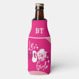 Enfriador De Botellas Chica Vaquera Disco Rosa Personalizado Vámonos Chi