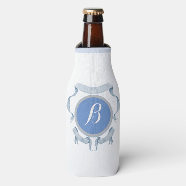 Enfriador De Botellas Chinoiserie Blue Ribbons Shield puede (Frente de la botella)