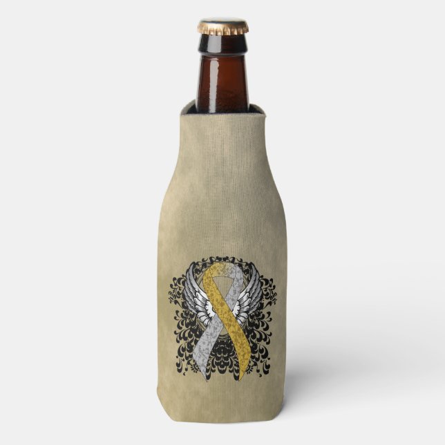 Enfriador De Botellas Cinta dorada y plateada con cinta de alas (Frente de la botella)