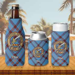 Enfriador De Botellas Clan Elliot Escudo sobre el antiguo tartán