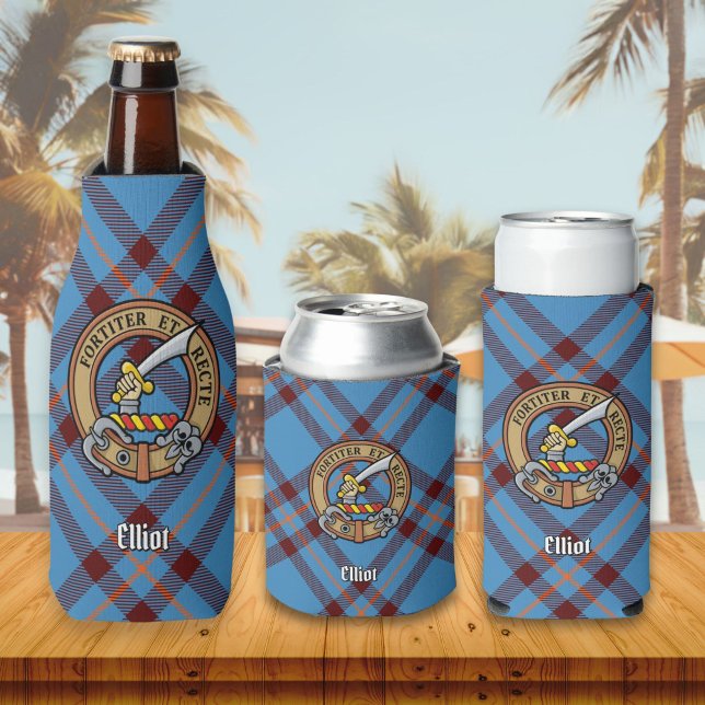 Enfriador De Botellas Clan Elliot Escudo sobre el antiguo tartán (Subido por el creador)