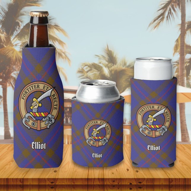 Enfriador De Botellas Clan Elliot Escudo sobre el tartán moderno (Subido por el creador)