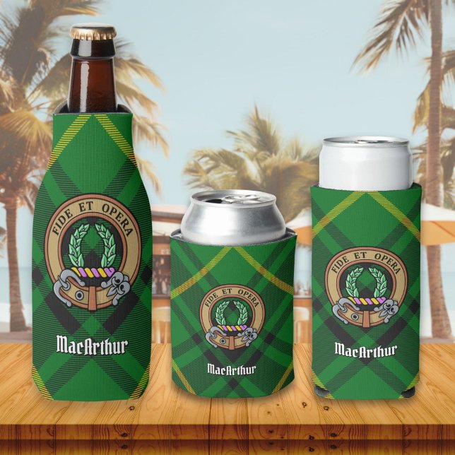 Enfriador De Botellas Clan MacArthur Escudo sobre Tartán (Subido por el creador)