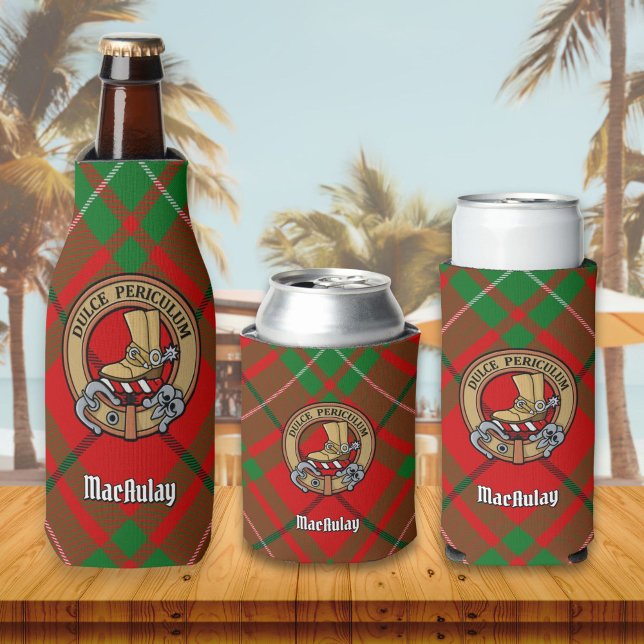 Enfriador De Botellas Clan MacAulay Escudo sobre el frasco de Tartán (Subido por el creador)