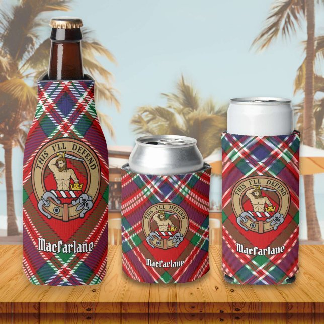 Enfriador De Botellas Clan MacFarlane Escudo sobre Red Tartán (Subido por el creador)