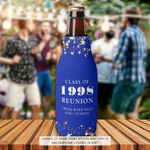 Enfriador De Botellas Clase Reunión Royal Blue Gold Stars Personalizado