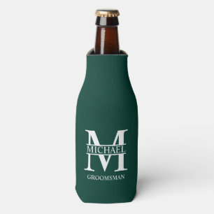 Enfriador De Botellas Clásico Monograma y Nombre de Padrino Personalizad