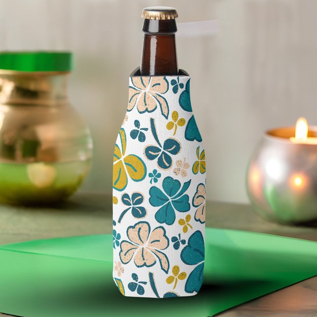 Enfriador De Botellas Clover Shamrock Green Pattern St. (Subido por el creador)