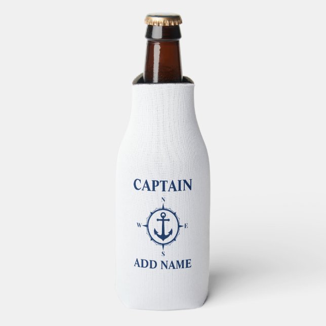 Enfriador De Botellas Compass Anchor Capitán Añadir Nombre Nombre Bote N (Frente de la botella)