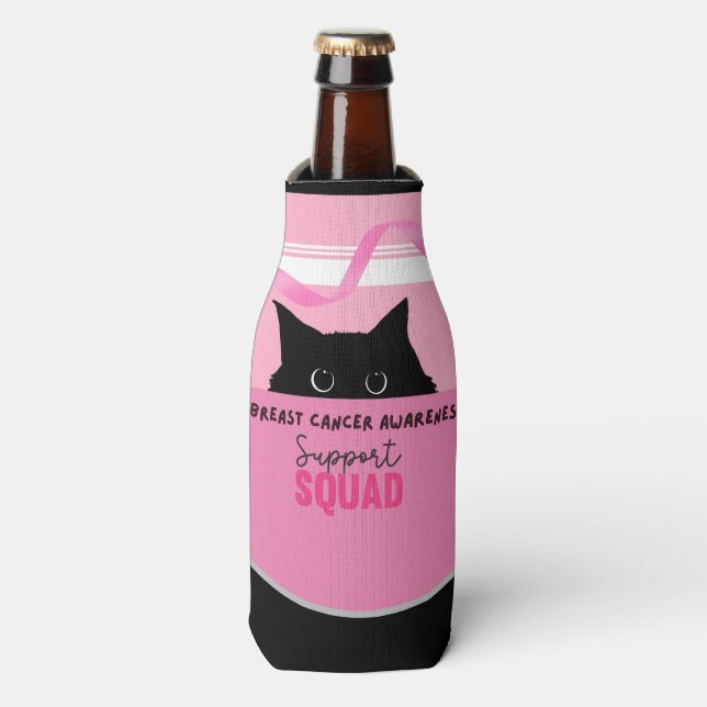 Enfriador De Botellas Conciencia sobre el cáncer de mama con cinta rosa (Frente de la botella)