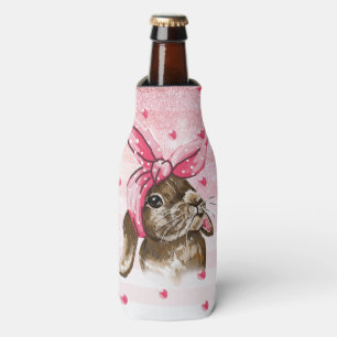 Enfriador De Botellas Conejito purpurina Cute pintado a mano
