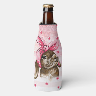 Enfriador De Botellas Conejito purpurina Cute pintado a mano