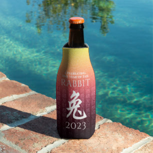 Enfriador De Botellas Conejo 兔 Oro Rojo Símbolo chino zodiaco lunar