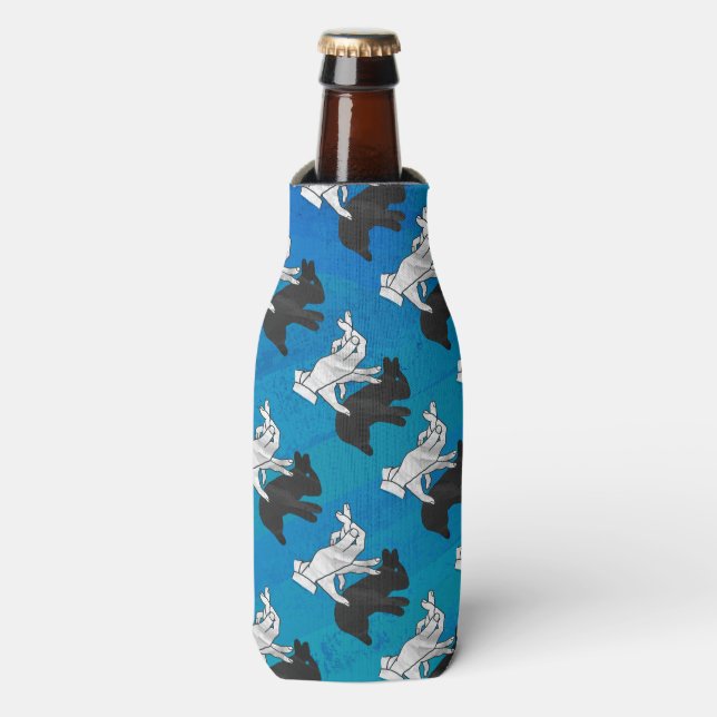 Enfriador De Botellas Conejo Sombra en Azul (Frente de la botella)