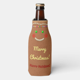 Enfriador De Botellas Cookie de pan de jengibre sonriendo