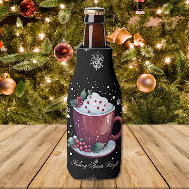 Enfriador De Botellas Copa de navidades de chocolate caliente (Christmas Cup of Hot Chocolate Bottle Cooler)
