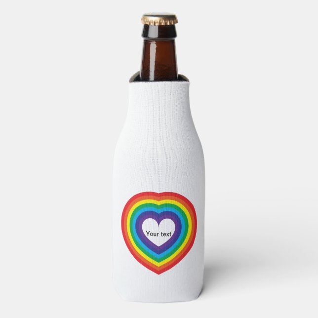 Enfriador De Botellas Corazón arcoiris (Frente de la botella)