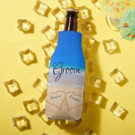 Enfriador De Botellas Corazones de bodas de playa en Sand Groom