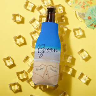 Enfriador De Botellas Corazones de bodas de playa en Sand Groom