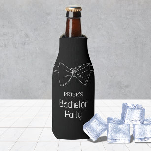 Enfriador De Botellas Corbata de lazo personalizada negra cerveza de fie