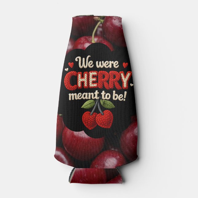 Enfriador De Botellas Cozy knitted-style typography and adorable cherry  (Anverso)