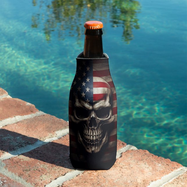 Enfriador De Botellas Cráneo de Bandera Americana (Piscina in situ)