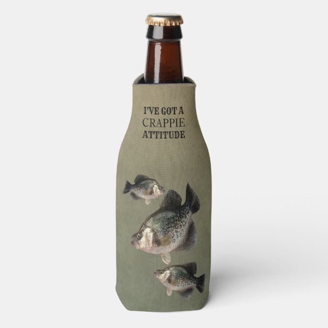 Enfriador De Botellas Crappie Attitude Funny Pesca (Frente de la botella)