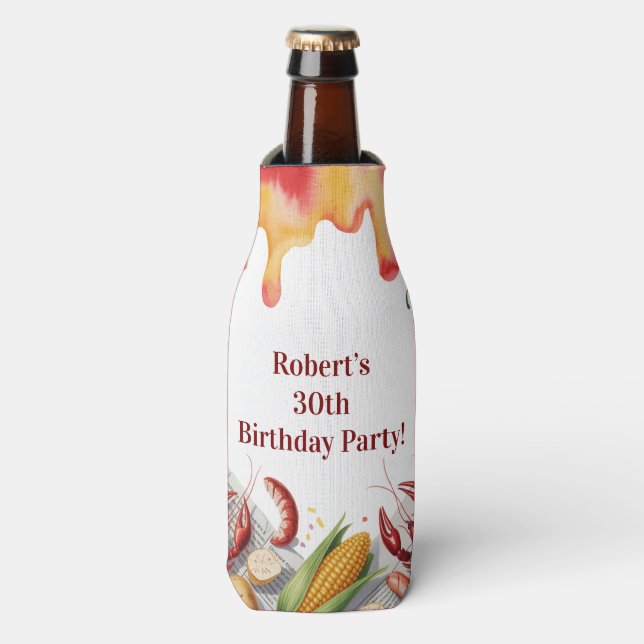 Enfriador De Botellas Crawfish Boil Birthday Party For Adults (Frente de la botella)