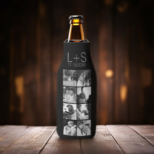 Enfriador De Botellas Crear su propio monograma de Collage de fotos Boda