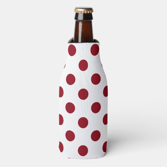 Enfriador De Botellas Crimson Red Polka Doce Círculos (Frente de la botella)