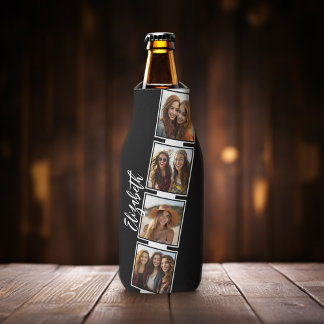 Enfriador De Botellas Cuadrados de Collage de fotos en blanco y negro pe
