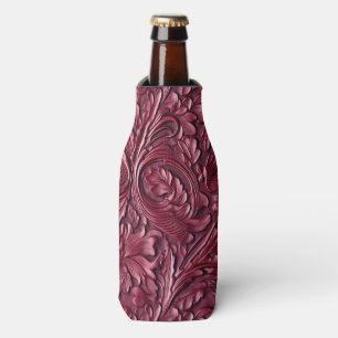 Enfriador De Botellas Cuero labrado burdeos vintage