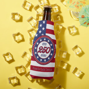 Enfriador De Botellas Cumpleaños 250 de América con bandera de EE. UU.