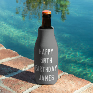 Enfriador De Botellas Cumpleaños 50.º Elegante Favor Gris Elegante