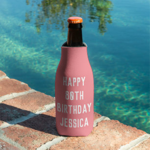 Enfriador De Botellas Cumpleaños 80.ª Elegante Moda Elegante Rosa Elegan