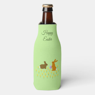 Enfriador De Botellas Cute Easter Bunnies and Daffodils Personalizado