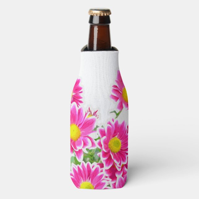 Enfriador De Botellas Daisies rosados / Asters Bouquet + tus ideas (Frente de la botella)