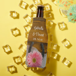 Enfriador De Botellas Daisy rosa y Boda occidental del país hispano-herr
