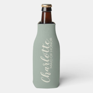 Enfriador De Botellas Dama de Honor Verde Menta Letra Blanca