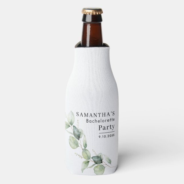 Enfriador De Botellas Despedida de soltera botánica de eucalipto (Frente de la botella)