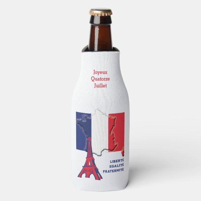 Enfriador De Botellas Día de la Bandera Francesa Patriótica (Frente de la botella)