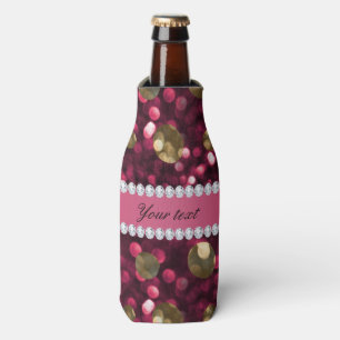 Enfriador De Botellas Diamantes de Bokeh del oro de las rosas fuertes