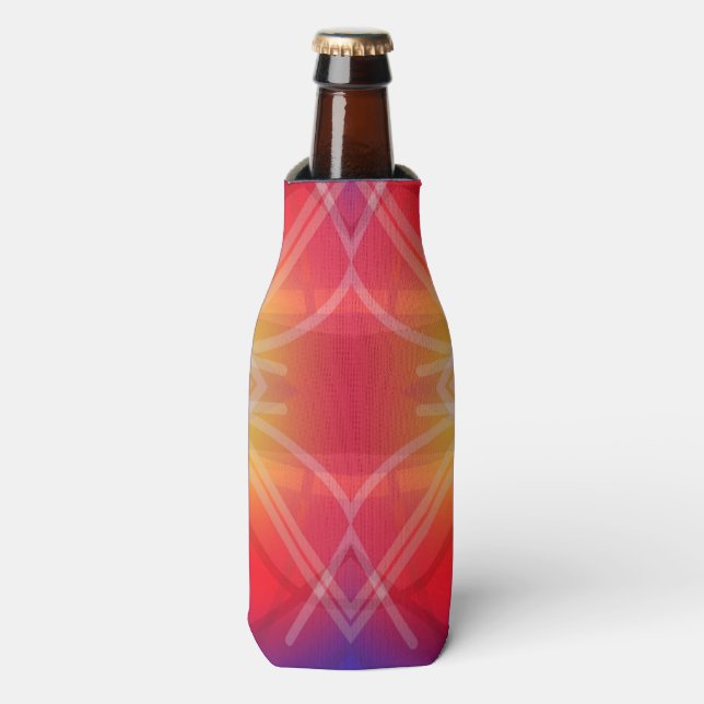 Enfriador De Botellas Diseño abstracto de capas de atracciones neonesas (Frente de la botella)