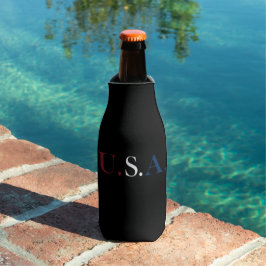 Enfriador De Botellas Diseño de letras rojas, blancas y azules de EE. UU