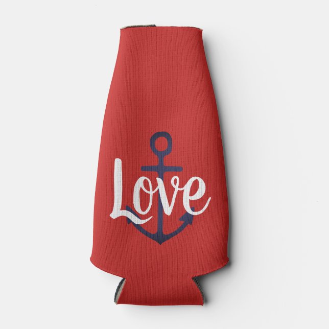 Enfriador De Botellas divertida náutica azul marino ANCHOR + guión AMOR  (Anverso)