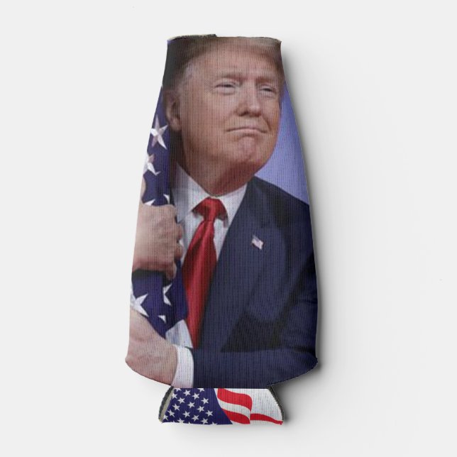 Enfriador De Botellas Donald Trump abraza la bandera (Anverso)