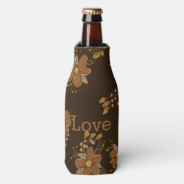 Enfriador De Botellas Dorado Brown Floral Botella