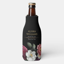 Enfriador De Botellas Dorado floral personalizado de lujo negro