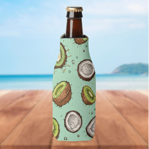 Enfriador De Botellas Dúo de Kiwi y Coco   Frutas Tropicales Acuarela 