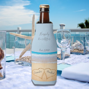 Enfriador De Botellas Dusty Blue Beach Wedding 2 corazones